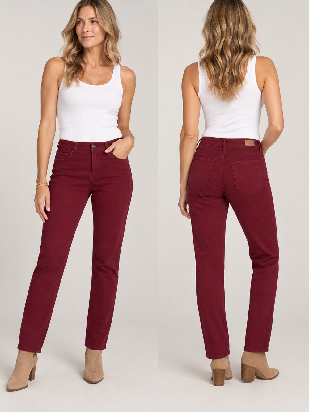 Crown and Ivy Straight Leg Jeans in Burgundy - Size 12R
